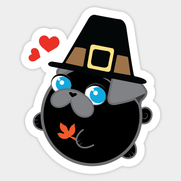 Poopy the Pug Puppy - Thanksgiving Sticker by Poopy_And_Doopy